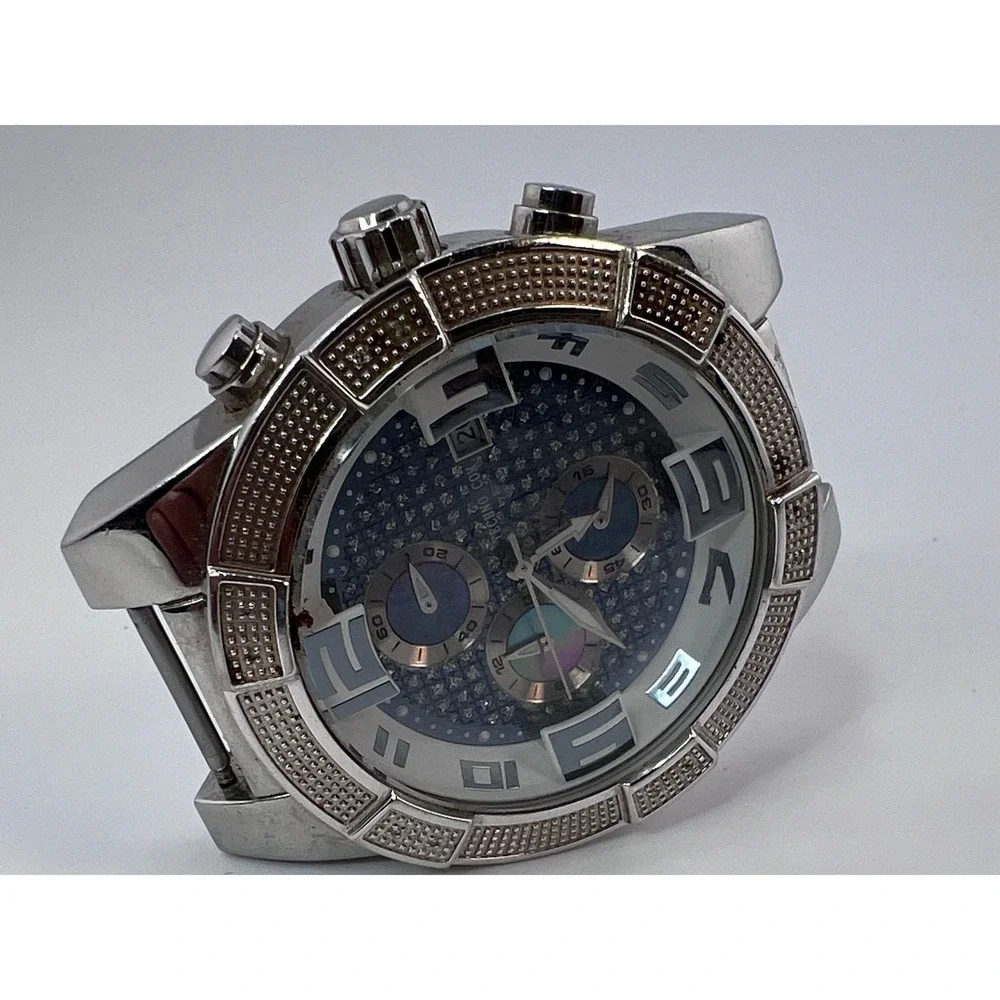Techno Com KC Mens Chronograph Watch Stainless Steel‎ Rhinestone Accents NO BAND